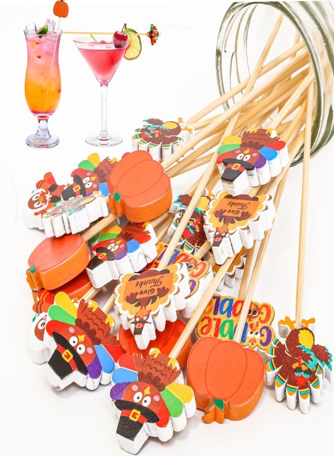 WorldBazaar Turkey Thanksgiving Cocktail Picks 120PCS Fall Toothpicks Food Appetizer Sticks Fruit Fall Harvest Decorations Party Supplies - Image 3